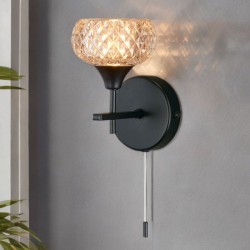 Alpine - Matt Black Wall Lamp with Textured Glass Alpine - Matt Black Wall Lamp with Textured Glass