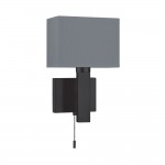 Dunmore - Black Wall Lamp with Grey Shade
