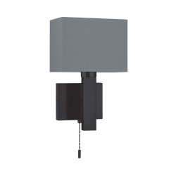 Dunmore - Black Wall Lamp with Grey Shade