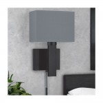 Dunmore - Black Wall Lamp with Grey Shade