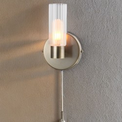 Olivia - Antique Brass Wall Lamp with Clear & White Glass
