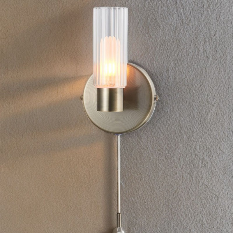 Cork Lighting-WB5014/1AB - Olivia - Antique Brass Wall Lamp with Clear & White Glass