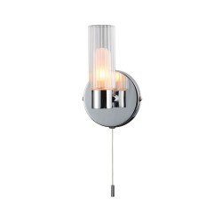 Olivia - Polished Chrome Wall Lamp with Clear & White Glass