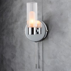 Olivia - Polished Chrome Wall Lamp with Clear & White Glass