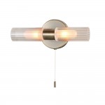 Olivia - Antique Brass 2 Light Wall Lamp with Clear & White Glass