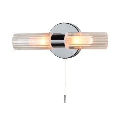Olivia - Polished Chrome 2 Light Wall Lamp with Clear & White Glass