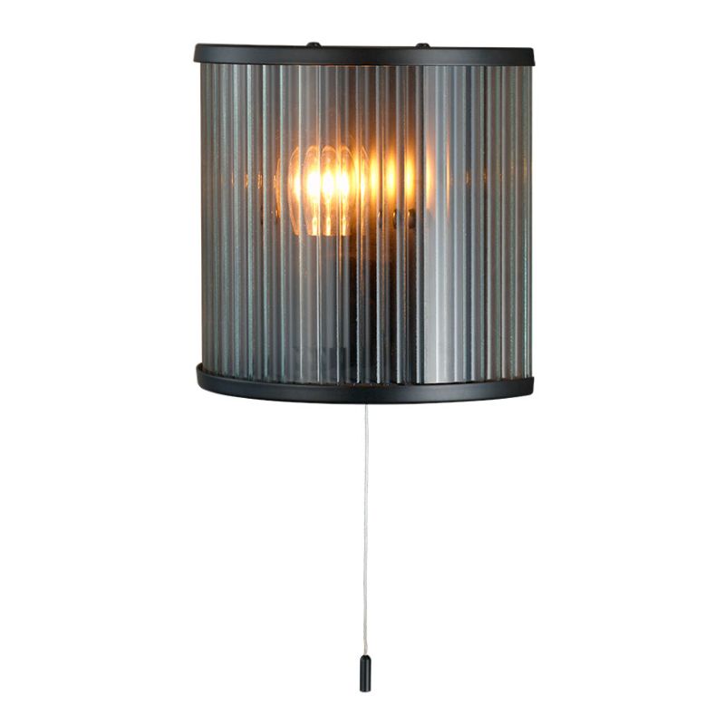 Cork Lighting-WB5018/1BL - Carter - Matt Black Wall Lamp with Ribbed Glass