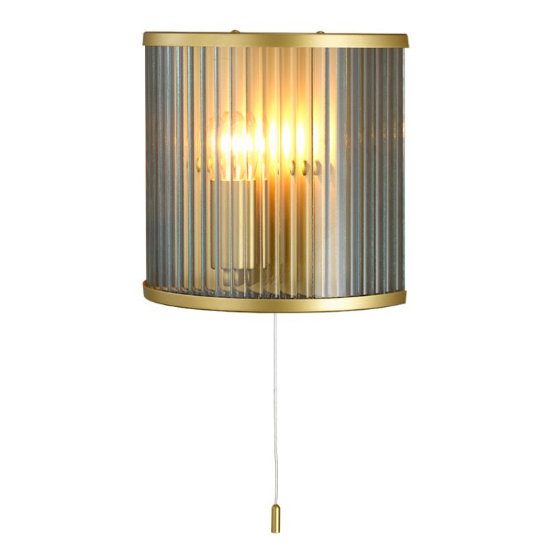 Cork Lighting-WB5018/1GLD - Carter - Painted Gold Wall Lamp with Ribbed Glass