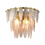 Amberosia - Brass 2 Light Wall Lamp with Amber & Frosted Glass