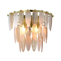 Amberosia - Brass 2 Light Wall Lamp with Amber & Frosted Glass