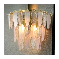 Amberosia - Brass 2 Light Wall Lamp with Amber & Frosted Glass