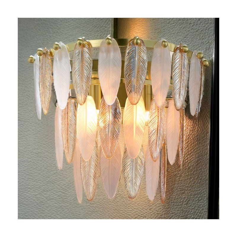 Cork Lighting-WB5075-2SB - Amberosia - Brass 2 Light Wall Lamp with Amber & Frosted Glass