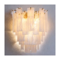 Cascade - Satin Brass 3 Light Wall Lamp with Slate Glass Style