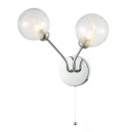 Nasa - Chrome 2 Light Wall Lamp with clear Ribbed Glass Nasa - Chrome 2 Light Wall Lamp with clear Ribbed Glass