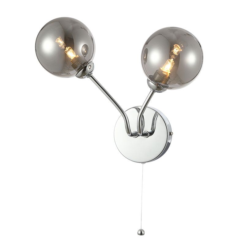 Cork Lighting-WB6045/2CR-SMK - Nasa - Chrome 2 Light Wall Lamp with Smoked Mirrored Glass