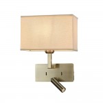 Newport - Antique Brass Reading Wall Lamp with Soft Beige Shade