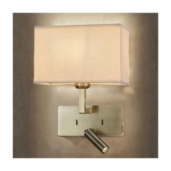 Newport - Antique Brass Reading Wall Lamp with Soft Beige Shade