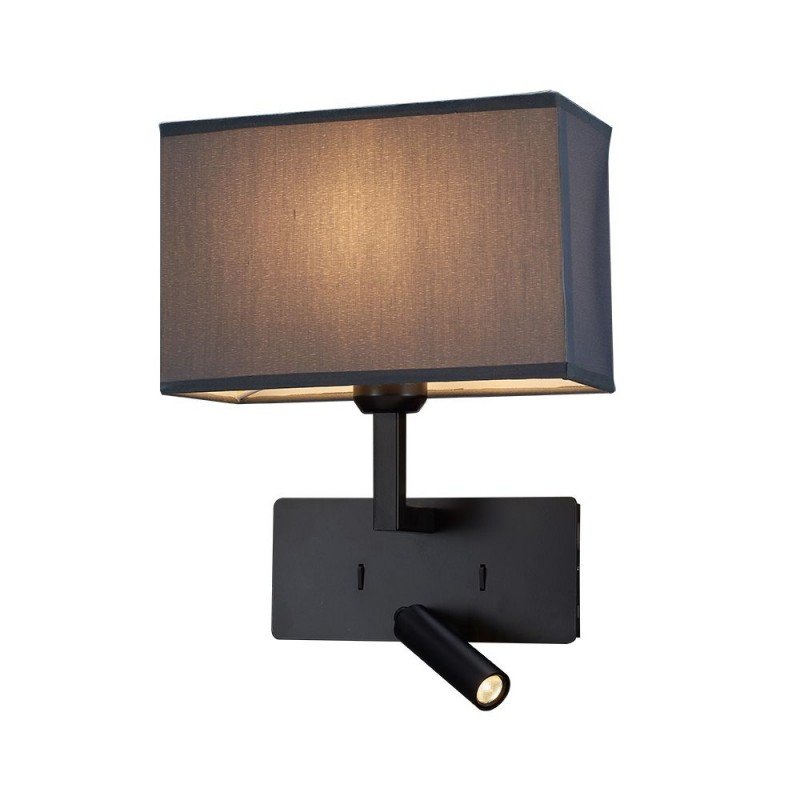 Cork Lighting-WB7213-3WLEDBL - Newport - Matt Black Reading Wall Lamp with Black Shade