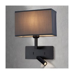 Newport - Matt Black Reading Wall Lamp with Black Shade