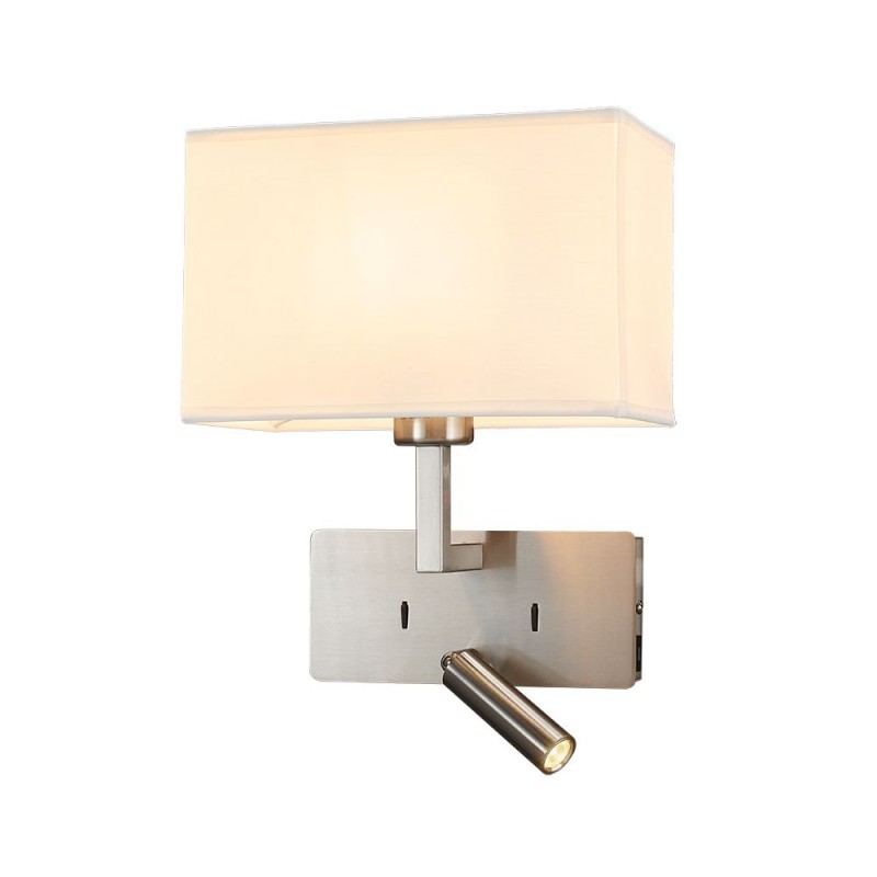 Cork Lighting-WB7213-3WLEDSN - Newport - Satin Nickel Reading Wall Lamp with White Shade
