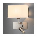 Newport - Satin Nickel Reading Wall Lamp with White Shade