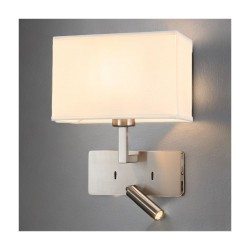 Newport - Satin Nickel Reading Wall Lamp with White Shade