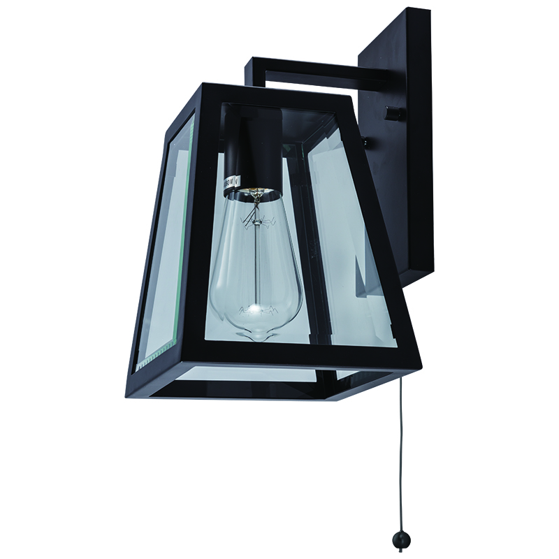 Cork Lighting-WB7410/BL - Antella - Clear Glass & Black Wall Lamp