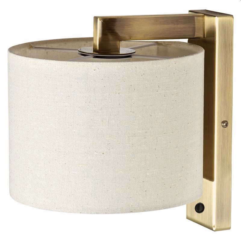 Cork Lighting-WB7644/AB - Oxford - Antique Brass Wall Lamp with Oatmeal Shade