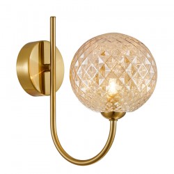 Fado - Satin Brass Wall Lamp with Textured Amber Glass