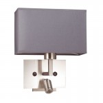 Canet - Satin Nickel & Grey Wall Lamp with Reading LED
