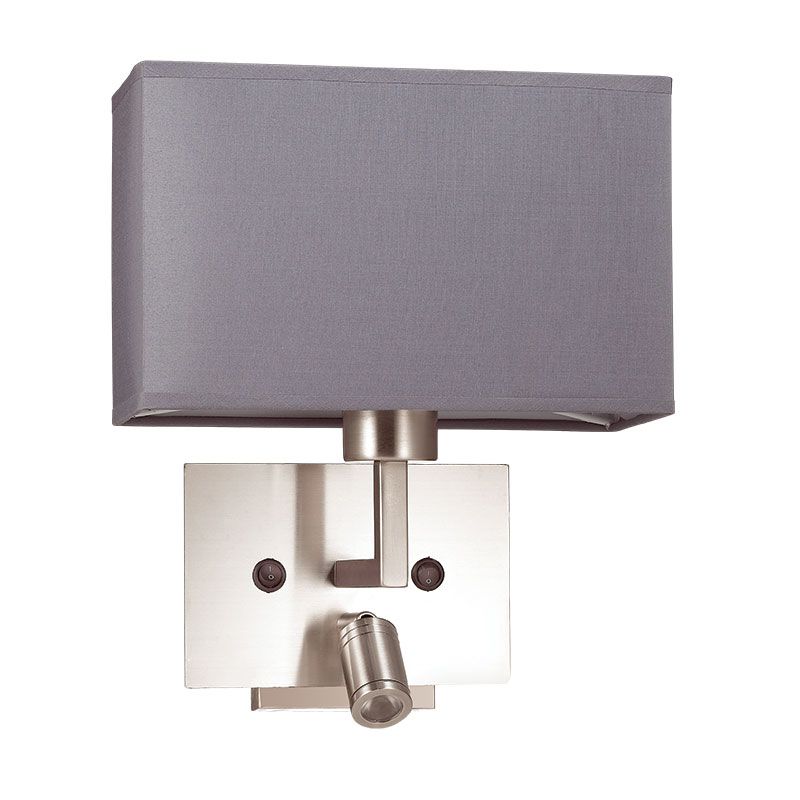 Cork Lighting-WB94913-3WSN - Canet - Satin Nickel & Grey Wall Lamp with Reading LED