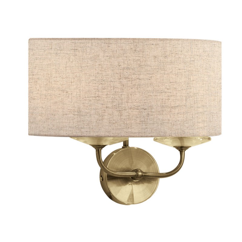 Cork Lighting-WBSTYLO/2AB - Stylo - Antique Brass 2 Light Wall Lamp with Cream Shade