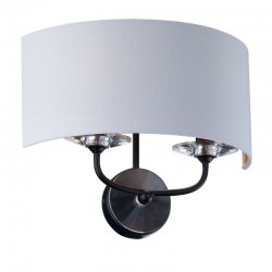 Stylo - Black 2 Light Wall Lamp with White & Gold Shade Stylo - Black 2 Light Wall Lamp with White & Gold Shade