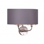 Stylo - Nickel & Crystal Twin Wall Lamp with Grey Shade Stylo - Nickel & Crystal Twin Wall Lamp with Grey Shade