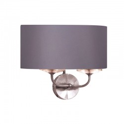 Stylo - Nickel & Crystal Twin Wall Lamp with Grey Shade Stylo - Nickel & Crystal Twin Wall Lamp with Grey Shade