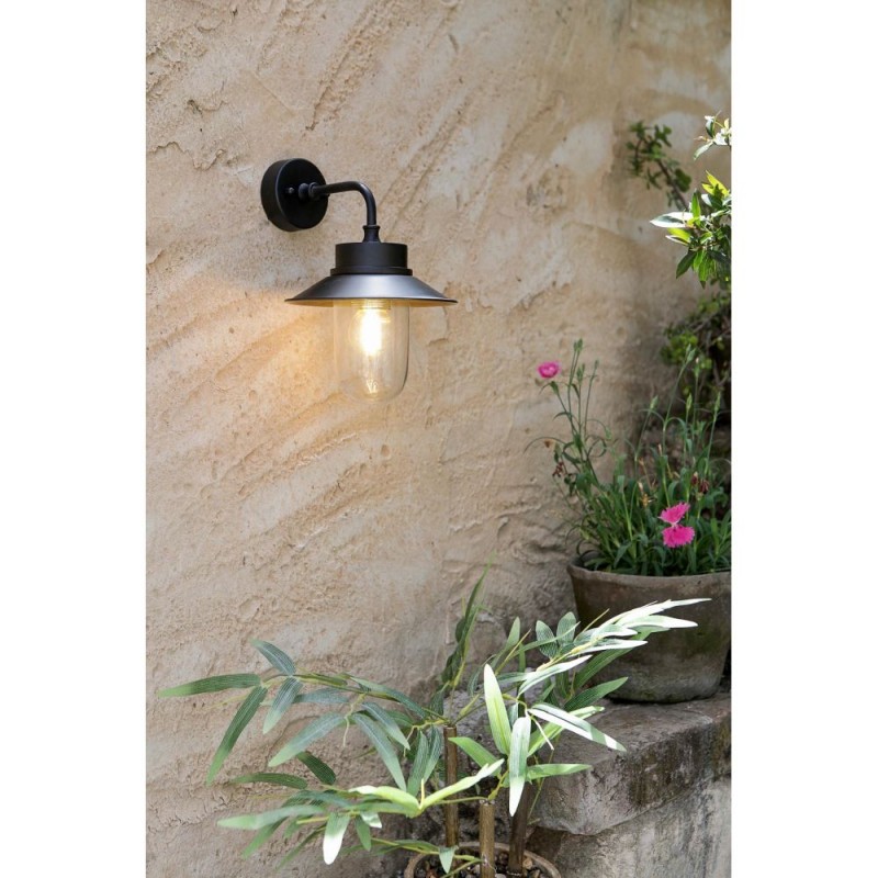 Cork Lighting-EL80014/BLK - Baltimore - Black Wall Lamp with Glass Diffuser IP44