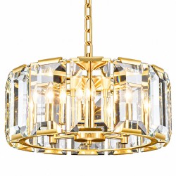Presocia - Painted Gold 6 Light Chandelier with Transparent Crystal