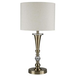 Oscar - Antique Brass Table Lamp with Oatmeal Linen Shade
