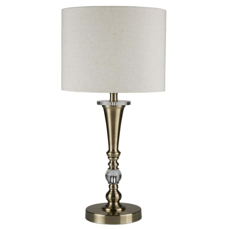 Searchlight-1011AB - Oscar - Antique Brass Table Lamp with Oatmeal Linen Shade