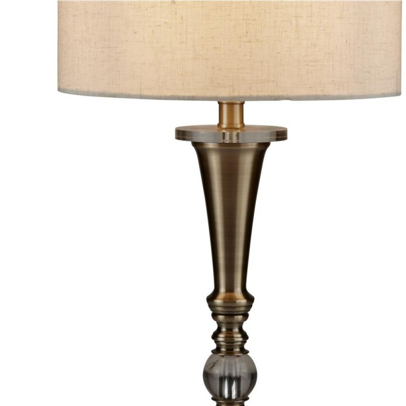 Searchlight-1011AB - Oscar - Antique Brass Table Lamp with Oatmeal Linen Shade