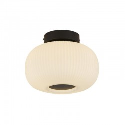 Lumina - White Ribbed Glass & Black Ceiling Lamp