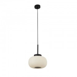 Lumina - White Ribbed Glass & Black Pendant