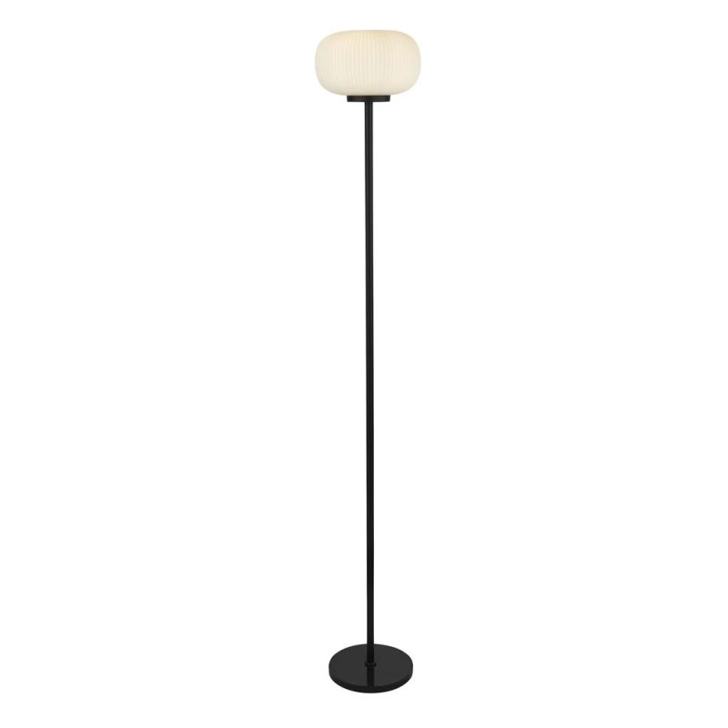 Searchlight-10274-1BK - Lumina - White Ribbed Glass & Black Floor Lamp