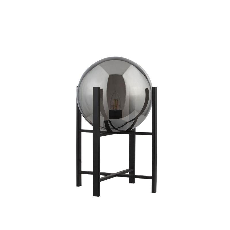 Table & Floor Lamp - Amsterdam - Smoky Glass & Black Table Lamp Searchlight-1029-1SM - Amsterdam - Smoky Glass & Black Table Lamp