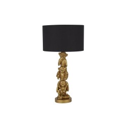 3 Wise Monkeys - Gold Table Lamp with Black Shade