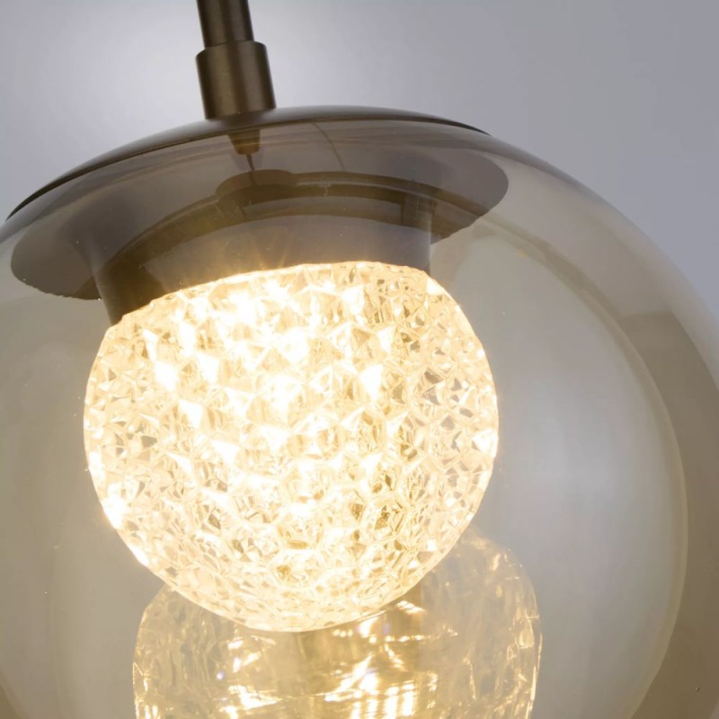 Searchlight-10321-1BZ - Solis - Bronze LED Pendant with Amber Glass & Crystal