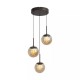Searchlight-10321-3BZ - Solis - Bronze 3 Light LED Cluster Pendant with Amber Glass & Crystal