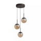 Searchlight-10321-3BZ - Solis - Bronze 3 Light LED Cluster Pendant with Amber Glass & Crystal