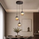Solis - Bronze 3 Light LED Cluster Pendant with Amber Glass & Crystal