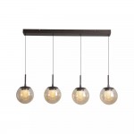 Solis - Bronze 4 Light LED over Island Fitting with Amber Glass & Crystal